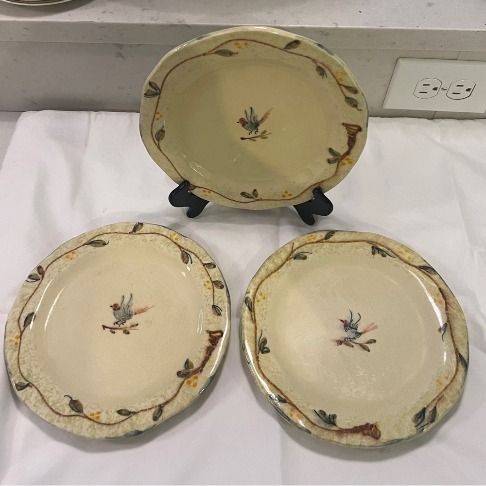 VIETRI ETRUSCA 8 1/2 SALAD BREAD CHARGER PLATE POTTERY ITALIAN Set of 3